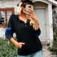 thumbnail image 4 of S Sudadera con capucha y cuello con botones para mujer, jersey de manga larga, sudaderas con cordón, 4 of 5