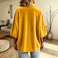 thumbnail image 4 of GZMOALH Women's Velvet Quarter Zip Top, Mock Neck 3/4 Sleeve Loose Fit Casual Pullover Sweatshirt, 4 of 5