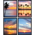 thumbnail image 2 of PixonSign Framed Wall Art Tropical Palm Tree Beach Ocean Sea Sunset Prints, Set of 4 Sea Landscape Wall Decors, Nature Wall Décor, Adhesive Canvas Poster, Modern Home Artwork - 11"x14" Black, 2 of 5