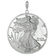 Sterling Silver Silver Eagle Bezel 41 mm Coins Prong Back Square Edge 1 oz Coin NOT Included