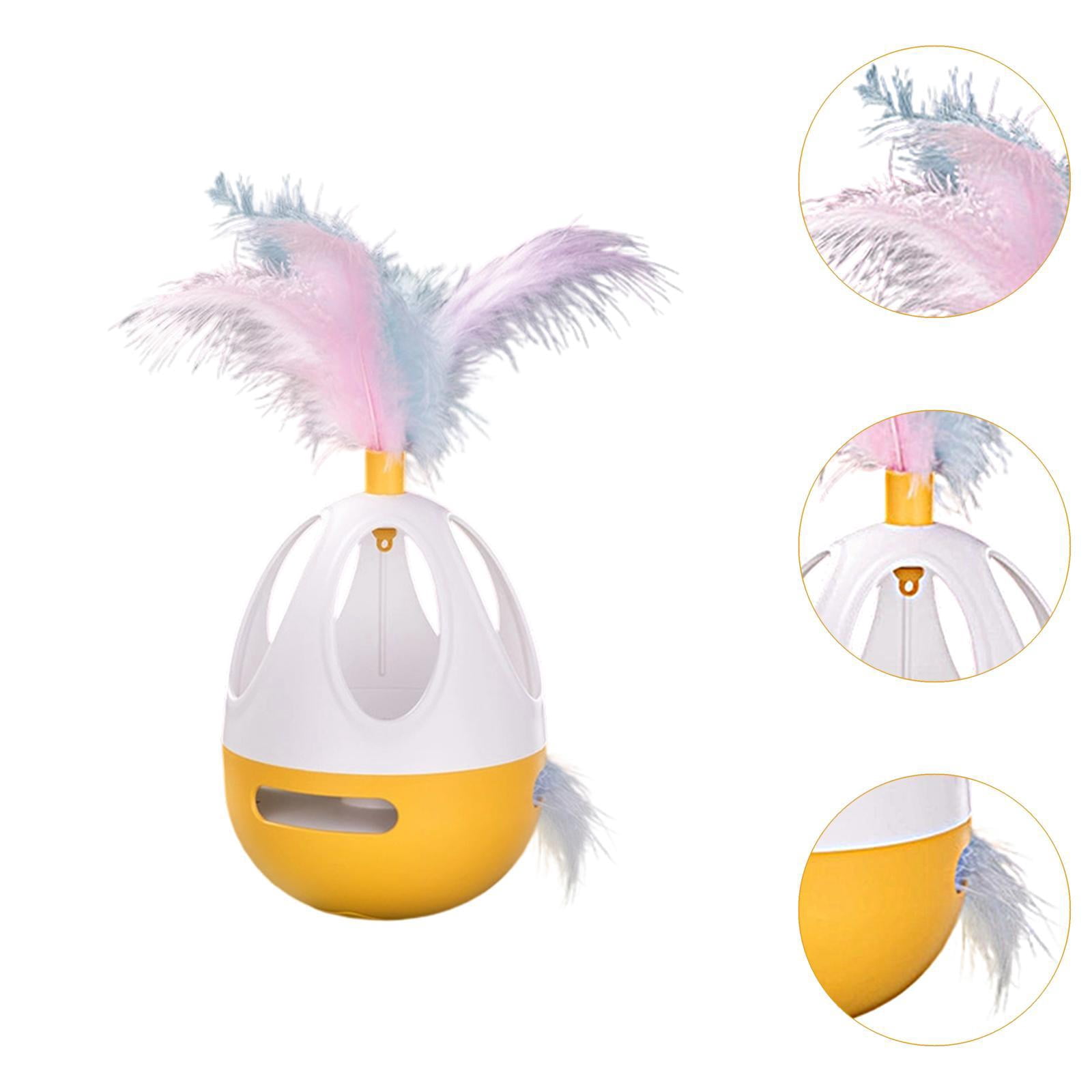 Serenable Cat Exercise Tumbler Interactive Ball Feather Teaser Toy for All Cats Breeds Orange
