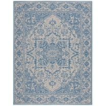 SAFAVIEH Martha Stewart Geometric Indoor/Outdoor Area Rug, Cream/Blue, 6'7" x 9'