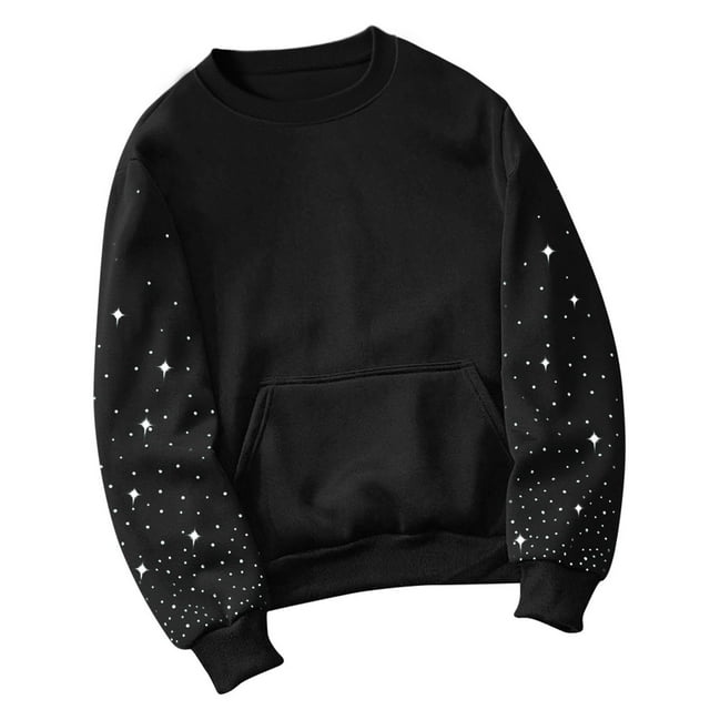HAiming Plus Size Sweatshirt for Women Star Printed Long Sleeve Crew Neck Pullover Tops Fall Winter Cute Clothes