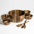 thumbnail image 2 of Kalmar Home 13-Inch Acacia Wood Extra Large Salad Bowl with 4 Bowls, 2 of 6