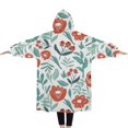 thumbnail image 2 of Oversized Wearable Blanket Hoodie,Pioneer Flower Floral Print Pattern Sherpa Blanket Hoodie with Super Pockets,Super Warm Fuzzy Pullover for Women & Men, 2 of 6