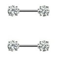 thumbnail image 3 of BodyJewelryOnline Nipple Ring Barbells Surgical Steel Double Round Gem 14G, 3 of 9