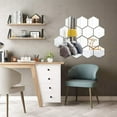 thumbnail image 5 of IM Lashes 12pc Adhesive Mirror Sheets Flexible Acrylic Hexagon Wall Decals Stickers Removable Plastic Tiles DIY Background for Home Living Room Bedroom Decor, 4" x 4", 5 of 7