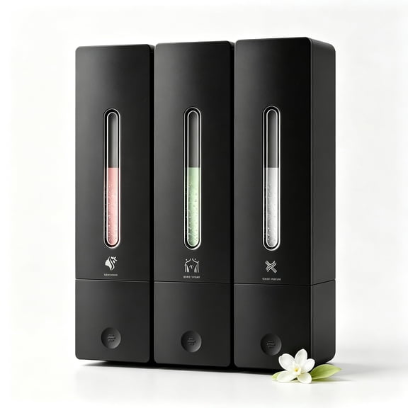 Shampoo and Conditioner Dispenser Wall Mounted for Bathroom Hotel,Easy Refill Soap Dispenser for Bathroom Hotel Kitchen, Black