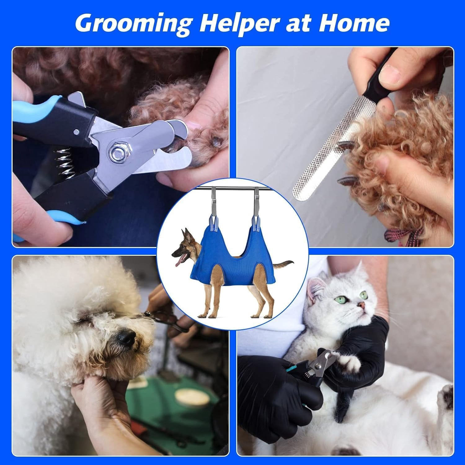 Dog Grooming Hammock Harness for Pet Nail Trimming, with Nail Clippers/Nail Trimmers/Grooming Scissors for Nail Trimming, Pet Grooming Sling Helper