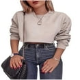 thumbnail image 1 of Chandail Femme Manches Longues Couleur Unie/rayé Court Ample Col Rond, 1 of 6