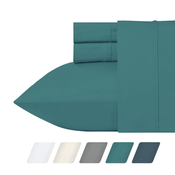 California Design Den 300 Thread Count Percale Sheet Set Cotton Blue