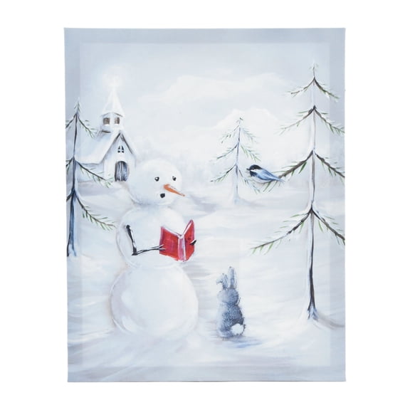 Prinz Singing Snowman 11" x 14" Winter Holiday Canvas Wall Art, Multicolor