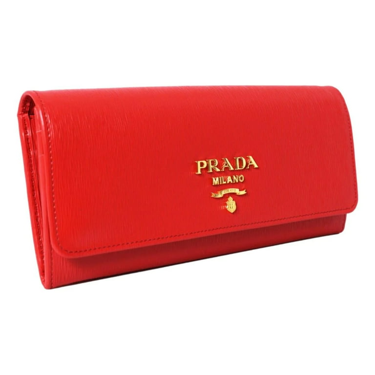 New Prada Lacca Red Vitello Move Leather Chain Wallet Crossbody