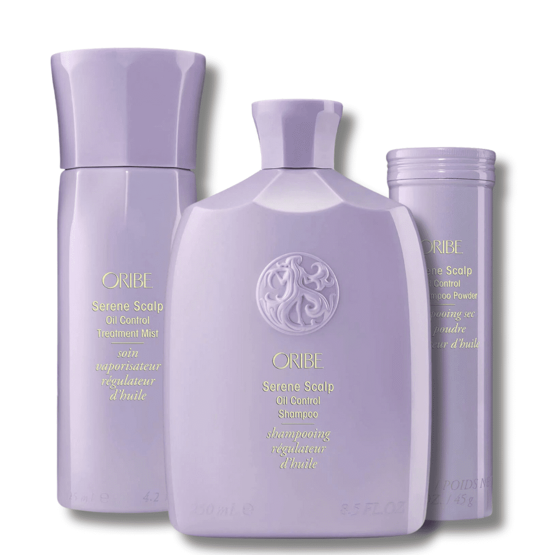 Oribe Serene Scalp Oil Control Trio - Shampoo 8.5 oz, Treatment Mist 4.2 oz, Dry Shampoo Powder 1.6 oz