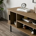 thumbnail image 4 of Mid-Century Modern Media Console, Tambour TV Stand with Storage Cabinet and Shelf for 60" TVs, Walnut Brown, 4 of 11