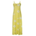 thumbnail image 4 of Summer Saving Wycnly Formal Dresses for Women Beach Party High Waist Swing Spaghetti Strap Maxi Dresses V-Neck Sleeveless Daisy Print 2024 Summer Long Dress Yellow XL, 4 of 7