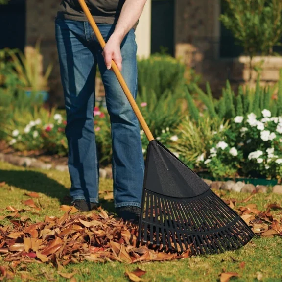 24-Inch Wood Poly Leaf Rake Rakes Garden Home Yard Outdoor Lawn Lightweight New
