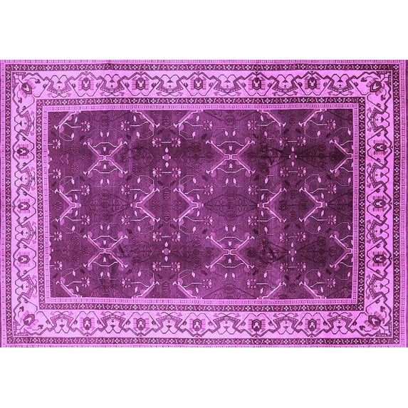 Ahgly Company Indoor Rectangle Oriental Purple Traditional Area Rugs, 5' x 8'