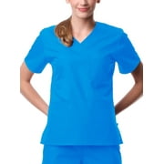 Core by Maevn Womens Curved V-Neck Solid Scrub Top