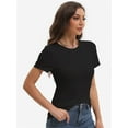thumbnail image 4 of Women's Slim Fit Short Sleeve Crew Neck T-Shirt - Summer Casual Basic Tee Top, 4 of 4