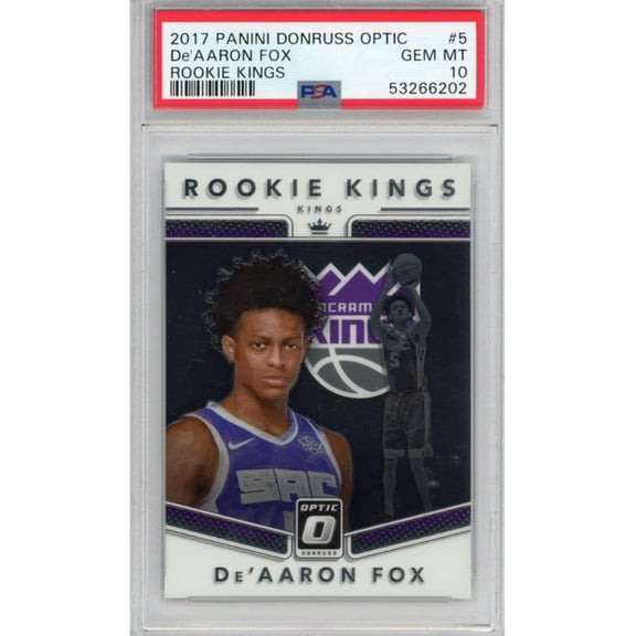 Graded 2017-18 Panini Donruss Optic De'Aaron Fox #5 Rookie Kings RC Basketball Card PSA 10 Gem Mint