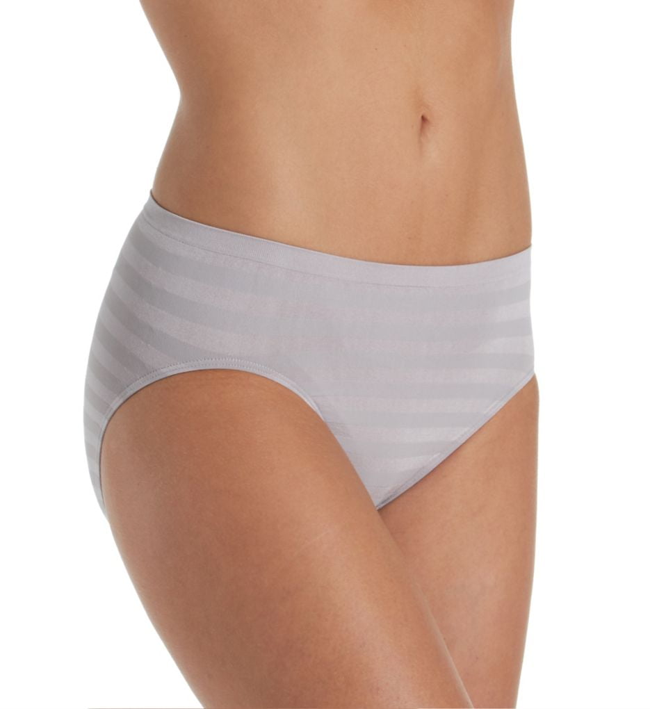 Women's Jockey 1306 Matte and Shine Seamfree Hi Cut Panty (Quartz Grey