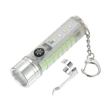 Uxcell Mini Keychain Flashlight, 6 Mode High Lumens LED Flashlight with Red and Blue Light Rechargeable Pocket Torch
