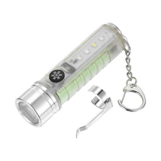 Linterna de llavero mini Uxcell, linterna LED de 6 modos y alta luminosidad con luz roja y azul, linterna de bolsillo recargable