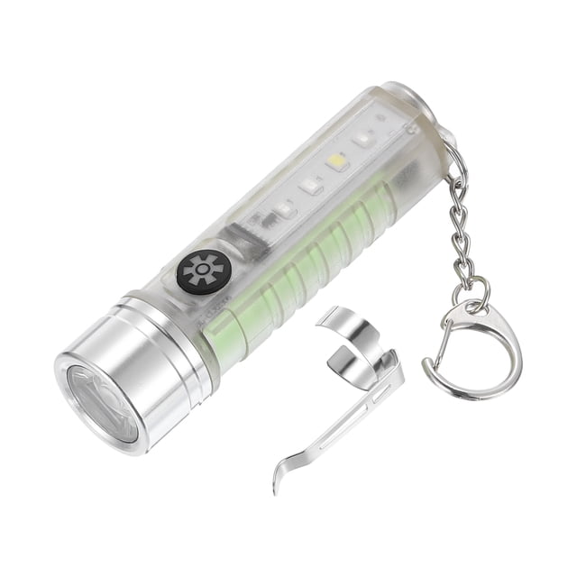 Linterna de llavero mini Uxcell, linterna LED de 6 modos y alta luminosidad con luz roja y azul, linterna de bolsillo recargable
