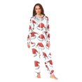 thumbnail image 2 of FORMRS Onesies Pajama for Adults Unisex Hoodie Winter Jumpsuit One Piece Sleepwear, Sizes S-2XL, Red Santa Hats Pattern, 2 of 7