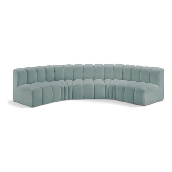 Meridian Furniture Arc Mint Green Vegan Leather Modular Sectional