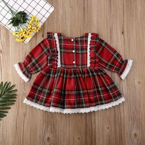 Toddler Kid Baby Girls Christmas Plaid Dress Xmas Pageant Party Princess Lace Tutu Dress 1 6 Years