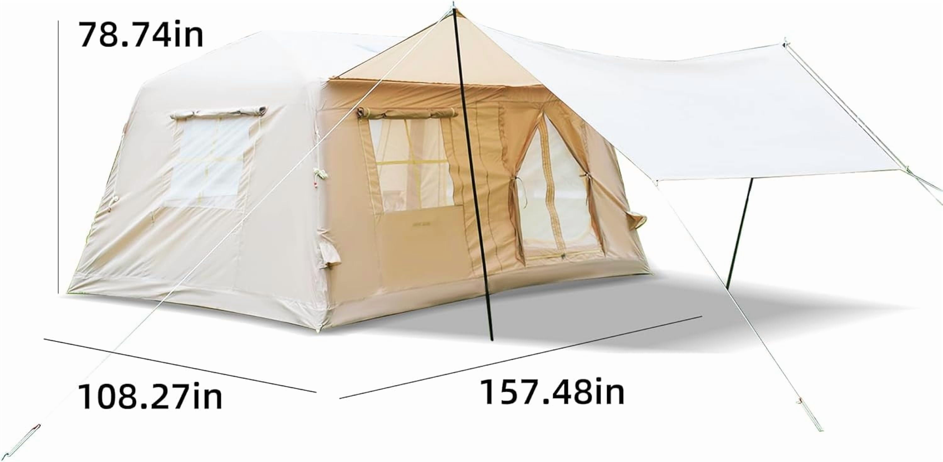 Esheno 11㎡ Inflatable Camping Tent with Canopy Hand Pump 4-Season Waterproof Oxford 4-8 Person Glamping 157.48x108.27x78.74"