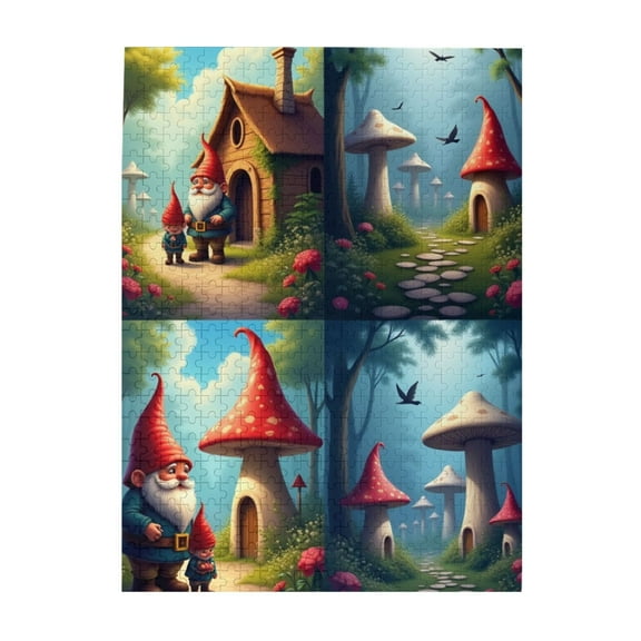 500 Piece Gnomes And Mushrooms Jigsaw Puzzle For Adults – Charming Fantasy Forest Scene Relaxing And Challenging Adult Puzzle Unique Artwork Great Gift Idea For Puzzle Lovers