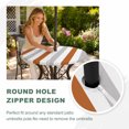 thumbnail image 4 of Round Outdoor Tablecloth with Umbrella Hole and Zipper, Burnt Orange Gray Striped Tablecloth with Elastic Waterproof, Farmhouse Stripe Art Patio Table Covers for 31" - 35" Picnic Pool Tables, 4 of 9