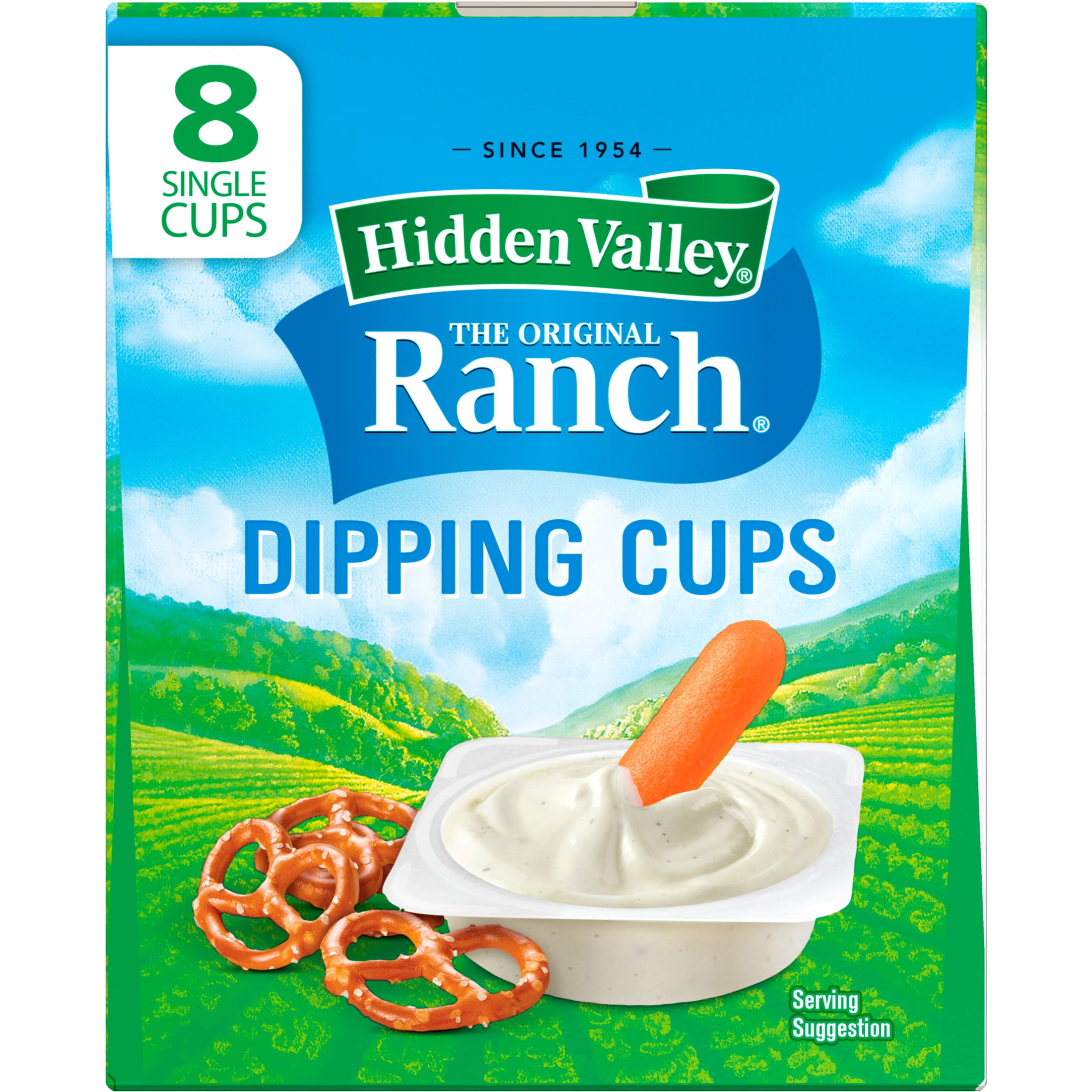 (8 Pack) Hidden Valley Ranch Dip Sauce Salad Dressing, Condiment & Topping, 1.5 fl oz To-Go Cups