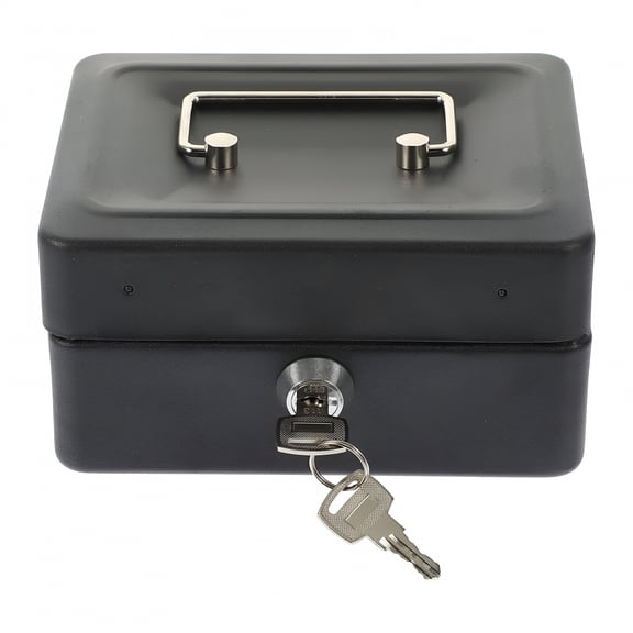 TALENO Thickened Cash Box with Key Lock Portable Iron Money Box Storage Case