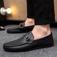 thumbnail image 2 of Mens Slip on Loafers Comfortable Boat Shoes Casual Walking Sneakers Metal Decor Business Work Lightweight Soft Sole Oxfords Black Size 8.5, 2 of 6