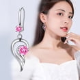 thumbnail image 4 of YUEHAO accessories Earrings Fashion Earrings Stainless Steel Round Earrings Women Creative Earrings Diamond Dangling Earrings For Women Pink, 4 of 5