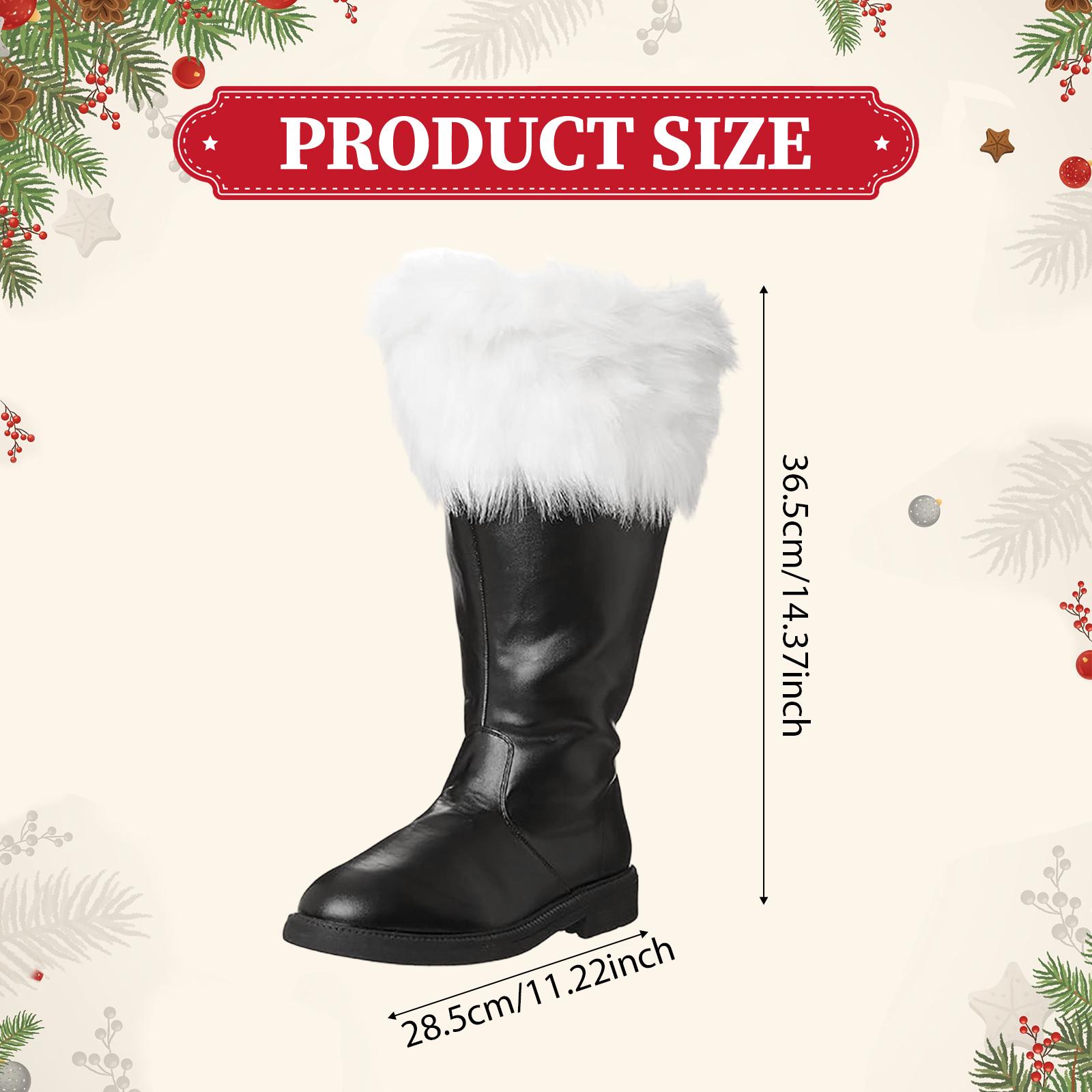 Milageto Christmas Santa Claus Boots Zipper Design Warmth Non Slip