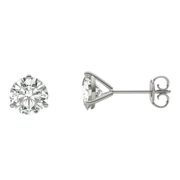 Charles & Colvard 14K White Gold Moissanite 6mm Round Stud Earrings 1.60cttw DEW