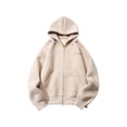 thumbnail image 2 of Wuxian Men Retro Streetwear Jacket Fuzzy Hoodie Soft Lined Zipper Up Solid Color Long Sleeve Sweatshirt Comfortable Casual Fit Cozy Stylish Outwear,Beige,L, 2 of 4