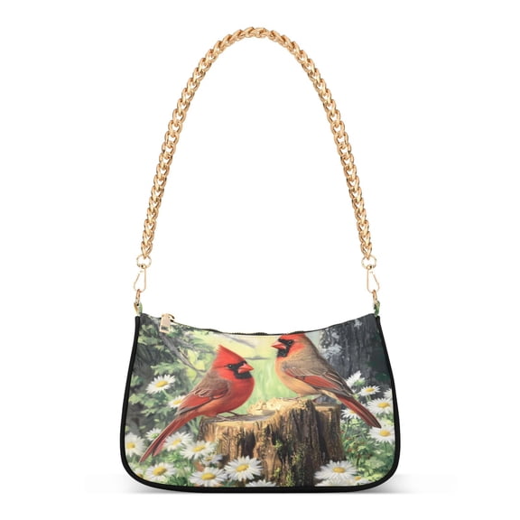 ALAZA Cardinals Daisy Floral Women's Chain Shoulder Bag Hobo Handbag Tote Crossbody Purse