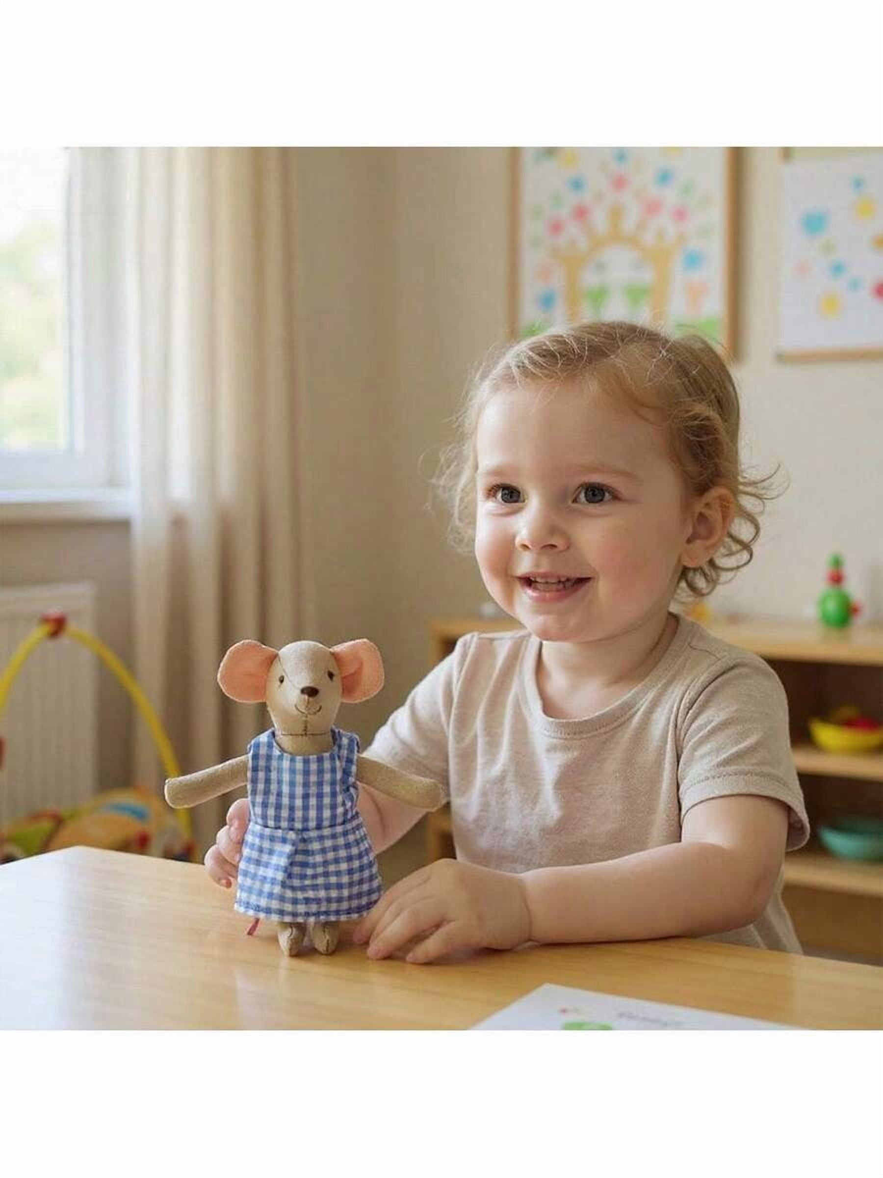1pc Handmade Wearable Doll Clothes, Mouse Dolls, Little Girl Dolls, Baby Soothing And Sleeping Plush Toys, Children's Fabric Toys, Birthday Doll Gifts, Suitable For Infants, Boys And Girls, Dollhouse