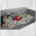 thumbnail image 6 of Music Soft Flannel Fleece Blanket, Pop Art Featured Doodle Style Musical Background Instruments Sound Art Illustration, Cozy Plush for Indoor and Outdoor Use, 70" x 90", Multicolor, by Ambesonne, 6 of 6