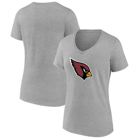 Women's Heather Gray Arizona Cardinals Primary Logo V-Neck T-Shirt