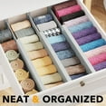 thumbnail image 2 of SpaceAid Bamboo Dresser Drawer Dividers 6 Pack, 4.65“ High Adjustable 12.5“-17” Drawer Organizers for Clothing, Gray, 2 of 7