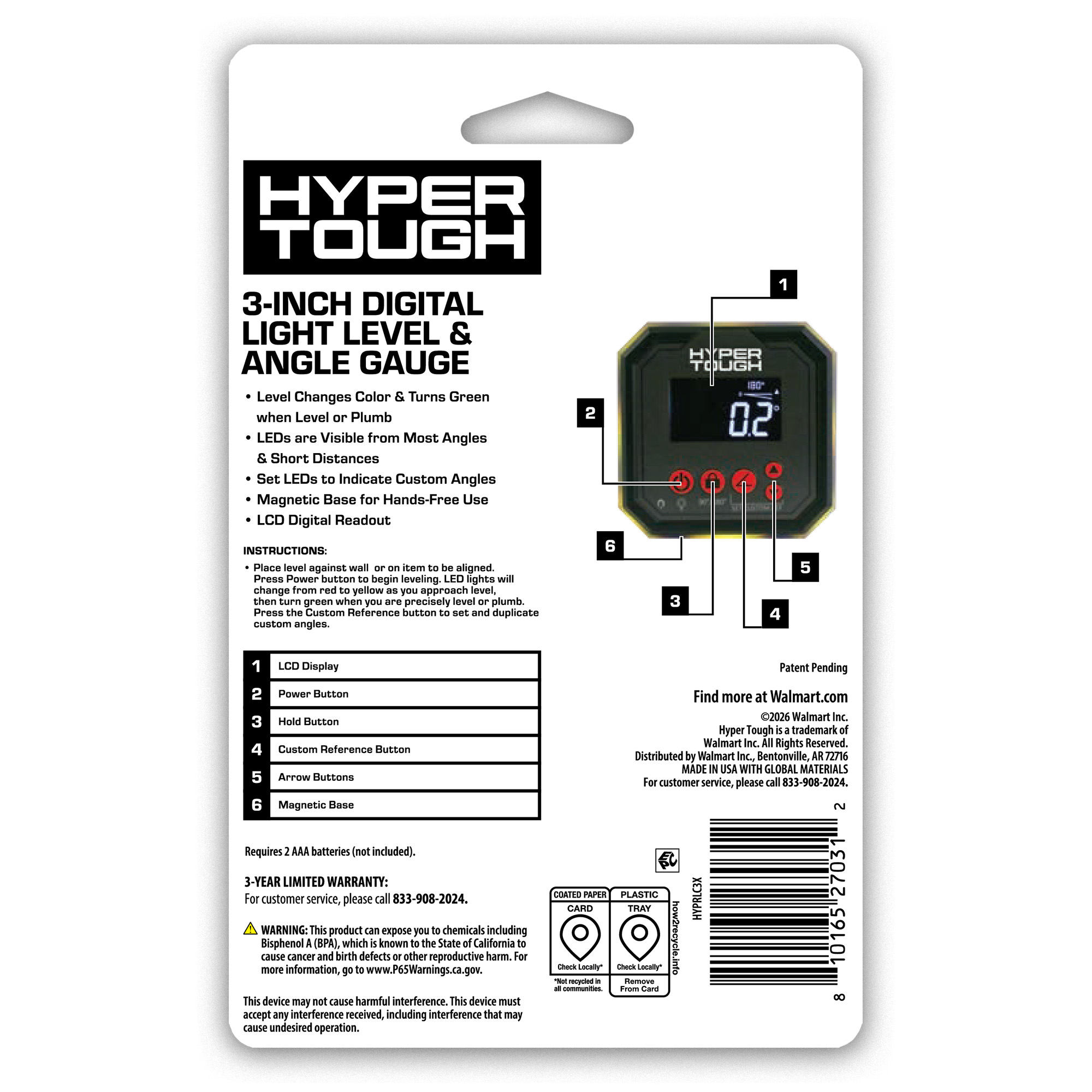 Hyper Tough 3-Inch Digital Light Level and Angle Gauge photo 7