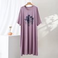 thumbnail image 2 of CHUMUD Nightgowns for Women Short Sleeve Sleepdress Modal Soft Cute Cat Print Pajama Dress Summer Casual Pjs Lounge Midi Dress, 2 of 5