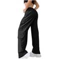 thumbnail image 5 of EDFBUYKRS Female Women Pants Casual Plus Size Sweatpants for Women Tall Women's Fashionable Casual Solid Color Straight Leg Casual Trousers M, 5 of 9